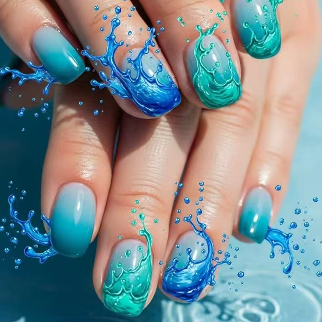 Artificial nails with elaborate wave design Kalsten