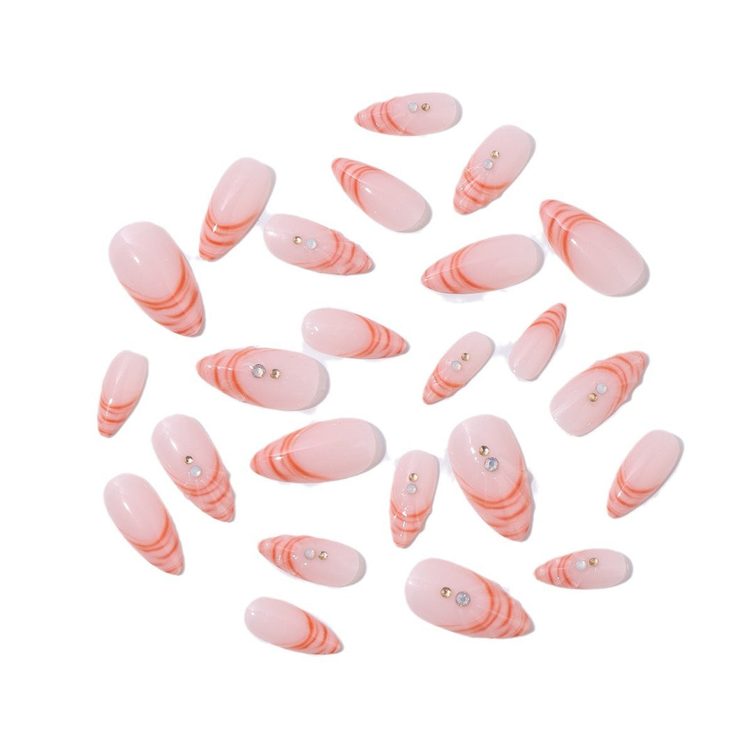 Acrylic nail set with curved tip style and glitter accents Kalsten
