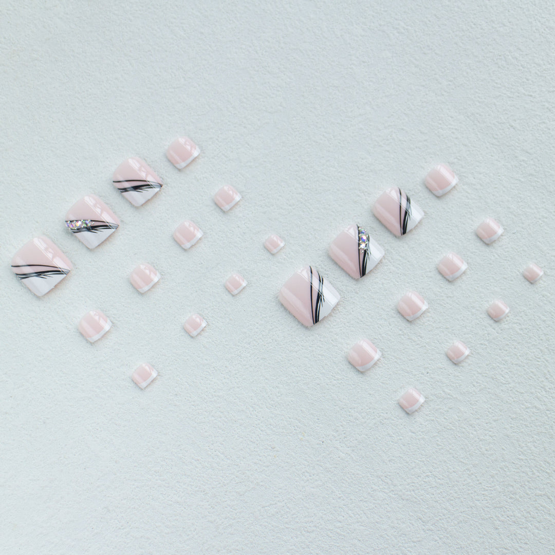 Elegant French Tip Pedicure Nail Art