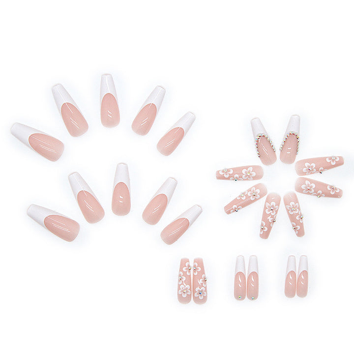 Artificial nail set with romantic floral decorations and glitter accents Kalsten