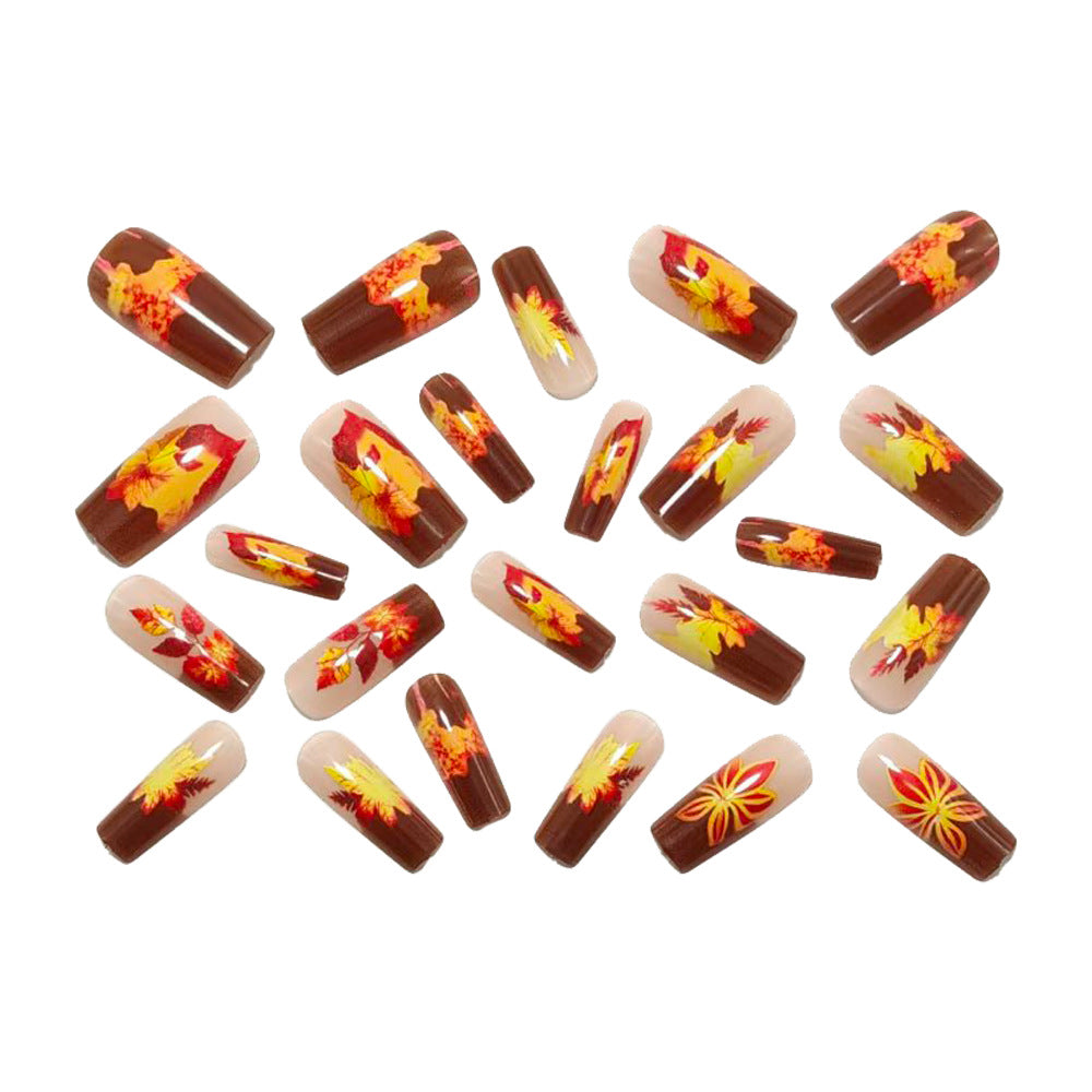 Artificial nails with autumn floral and leaf design Kalsten