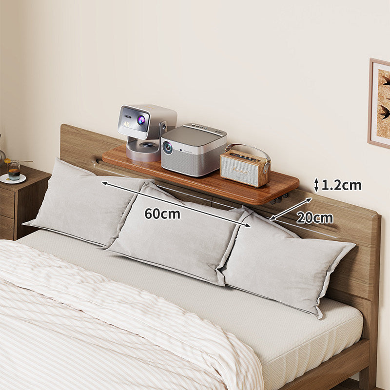 Wall-Mounted Slim Floating Headboard Shelf with Rounded Corners and Concealed Brackets