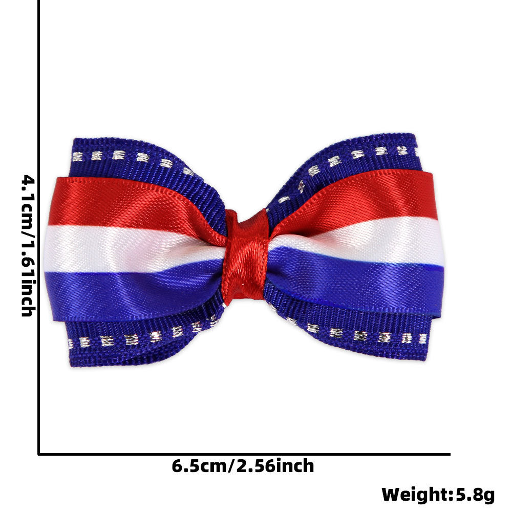 Ladies small pleated hair bow made of grosgrain ribbon with medium knot and mini alligator clip Kalsten