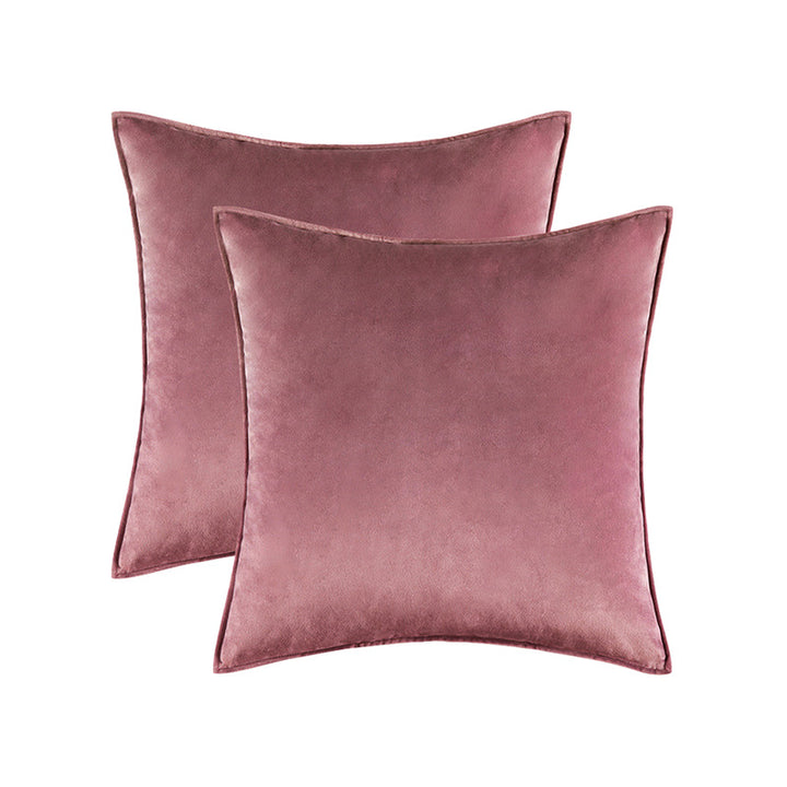 Plush Velvet Square Decorative Pillow Cover Pair with Knife-Edge Seam and Hidden Zipper