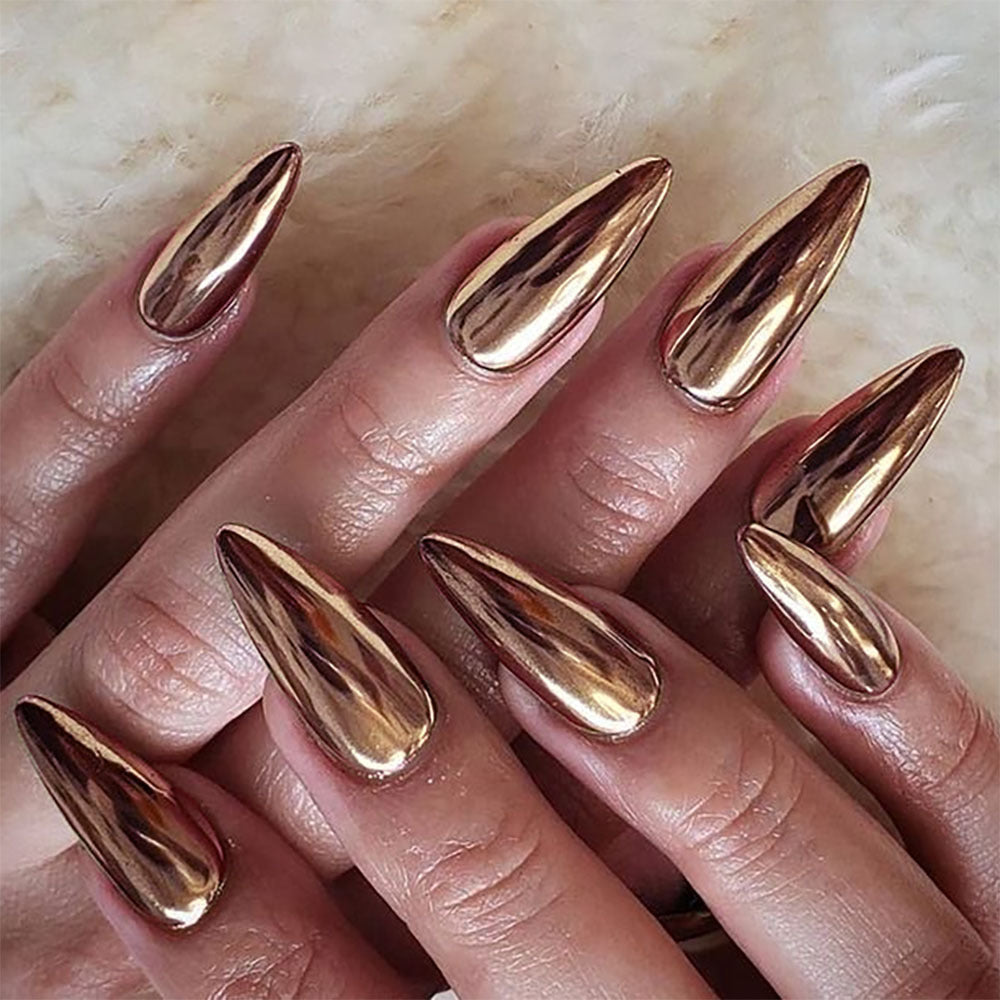 Metallic Stiletto Press-On Nails Kalsten