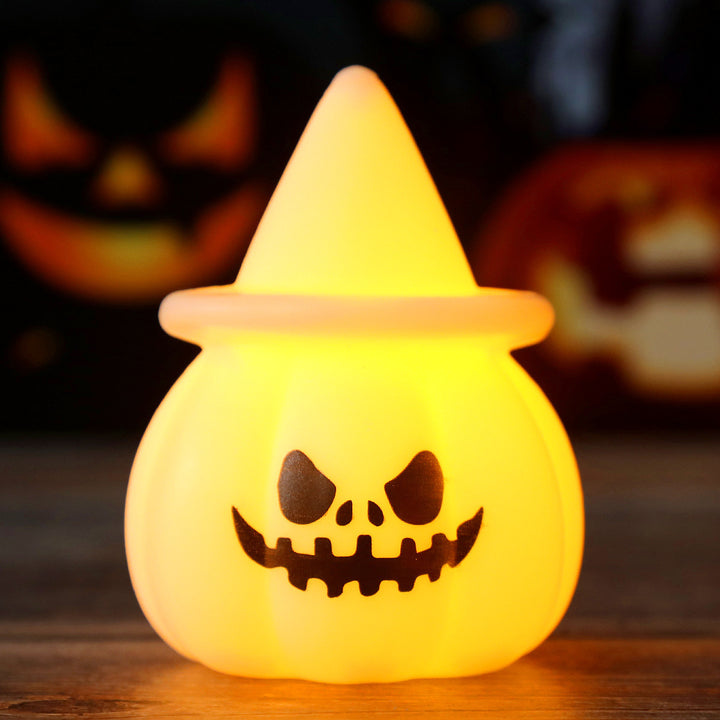Halloween LED Pumpkin Mood Light with Witch Hat