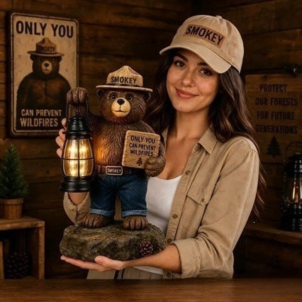 Decorative bear figurine with lantern Kalsten