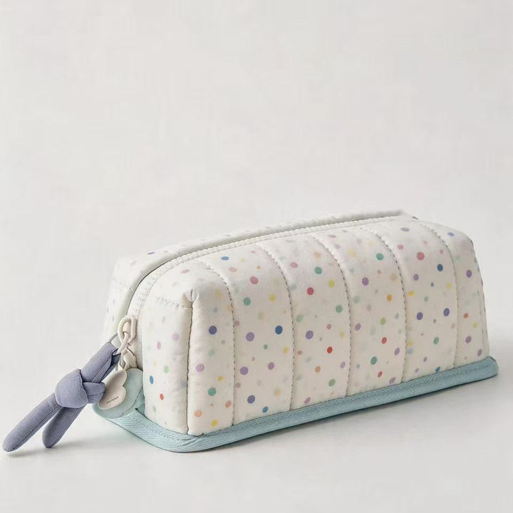 Quilted Multi-Compartment Zippered Pencil Case
