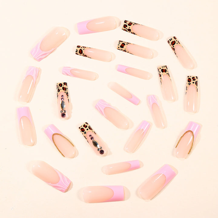 Elegant Stiletto Nail Art Extensions with Leopard Print Kalsten