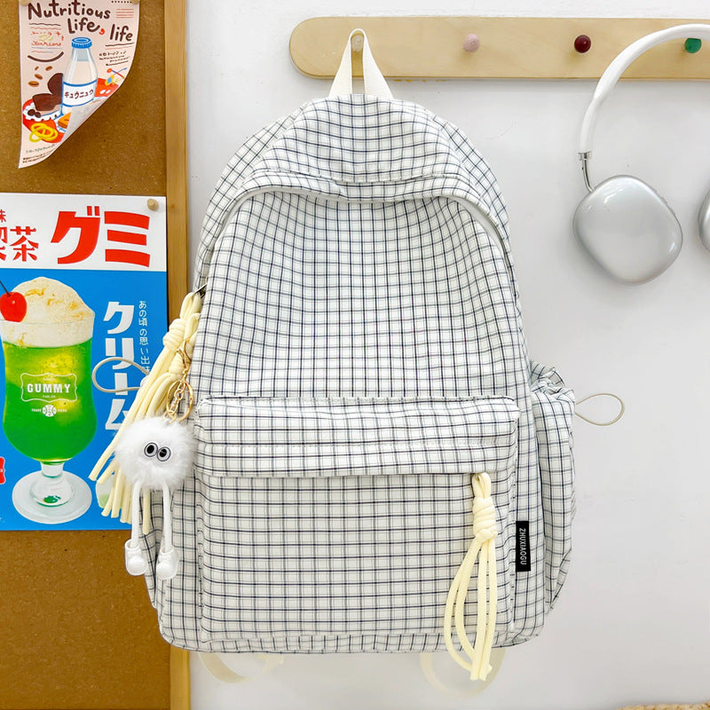 Checked Pattern Casual Backpack