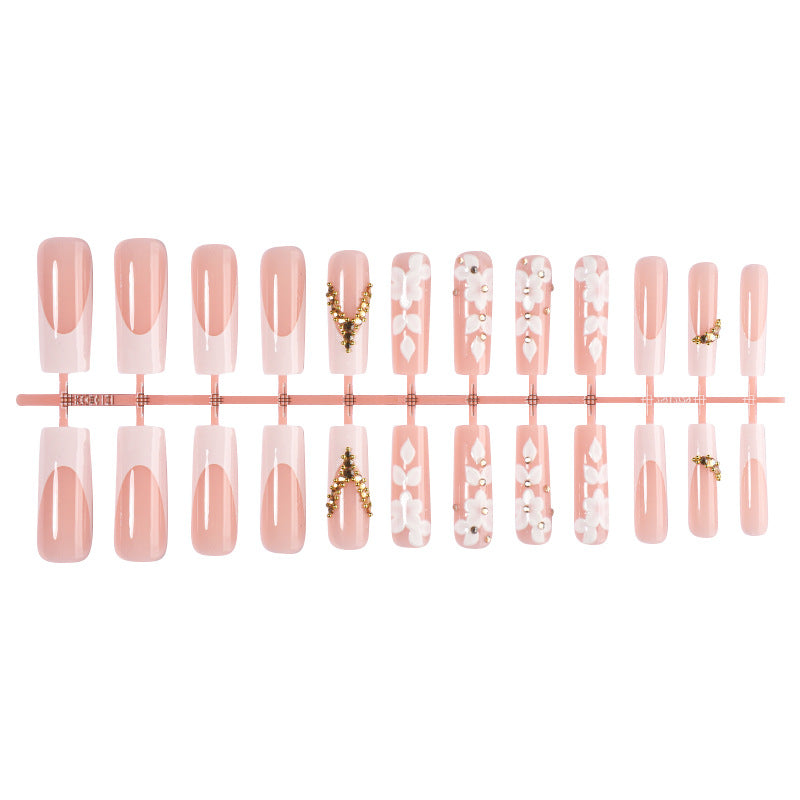 Premium Decorative Press-On Nail Set with Floral Embellishments Kalsten