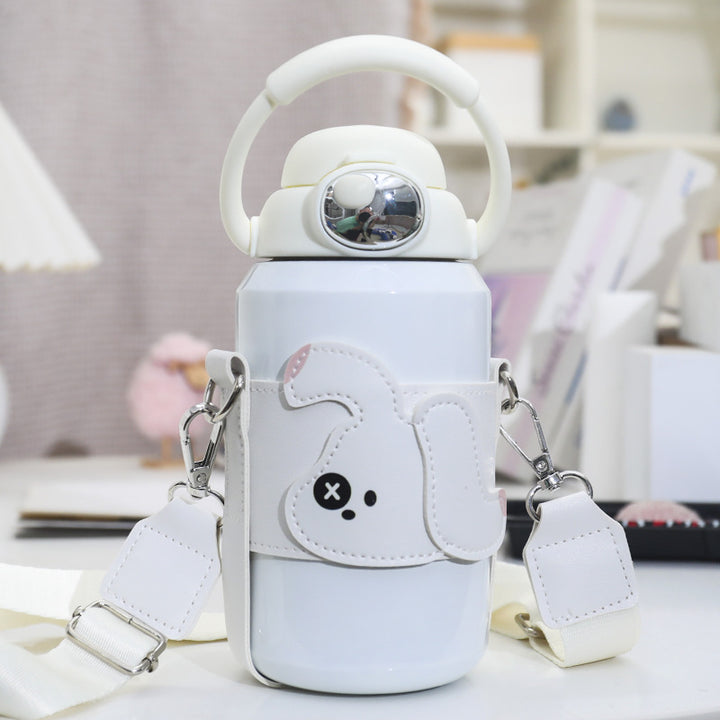 Insulated drinking bottle with cute animal design and practical carrying strap Kalsten