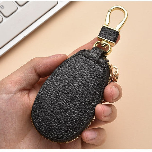 Compact Textured Leather Keychain Pouch Kalsten