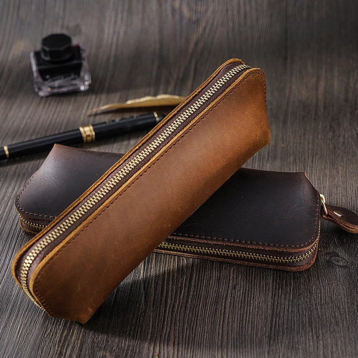 Premium Leather Zippered Pencil Case