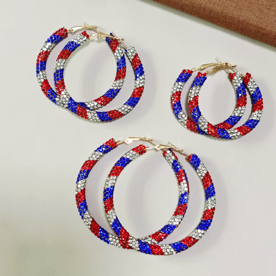 Ladies' large creoles with pavé rhinestone embellishment and clasp closure Kalsten
