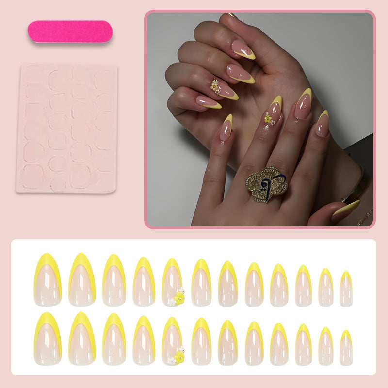 Acrylic Nail Set with Elegant Bows and Glamorous Accent Kalsten
