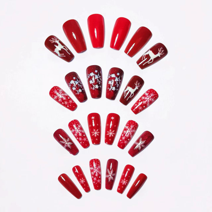 Artificial nails with wintry reindeer design Kalsten