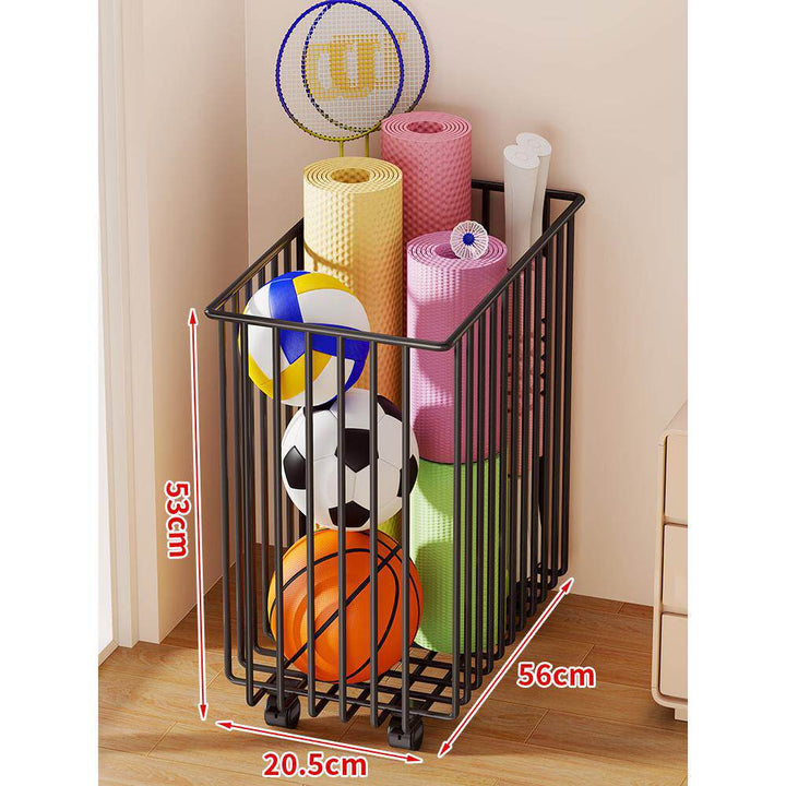Rolling Vertical Sports Storage Cart for Balls and Yoga Mats