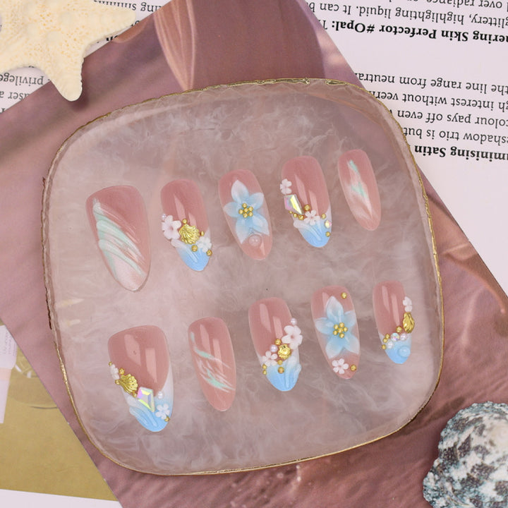 Artificial nail set with elaborate floral accents Kalsten