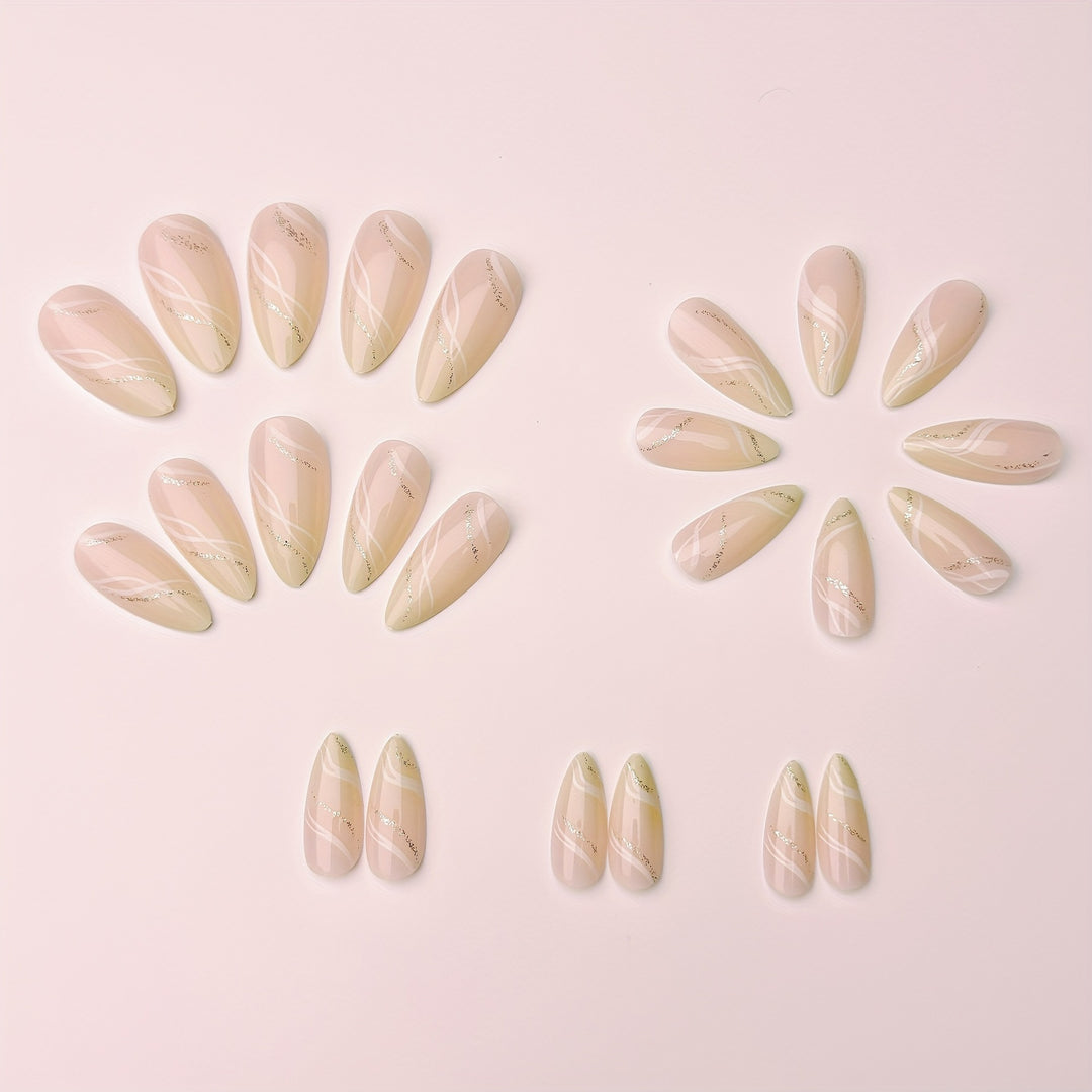 Elegant artificial nails with glitter accents Kalsten
