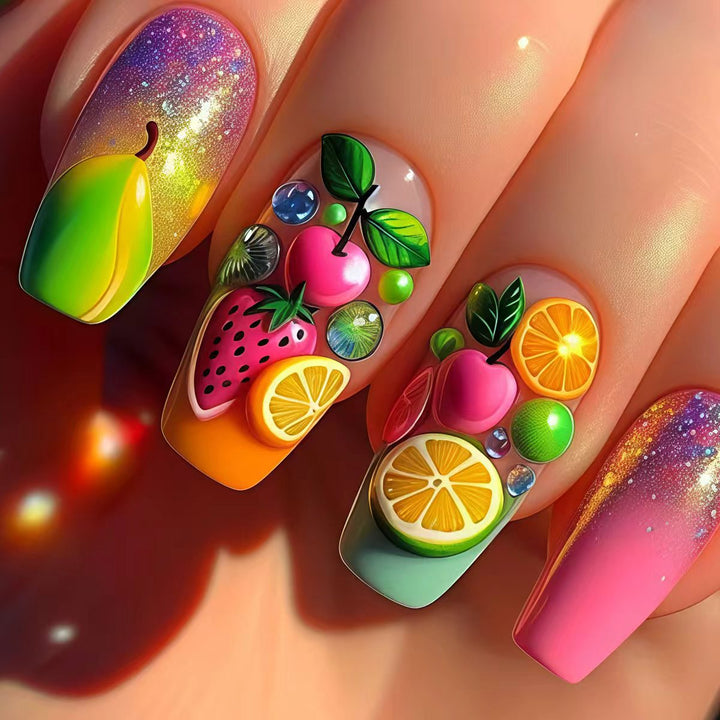 Creative nail art with fruity 3D design Kalsten