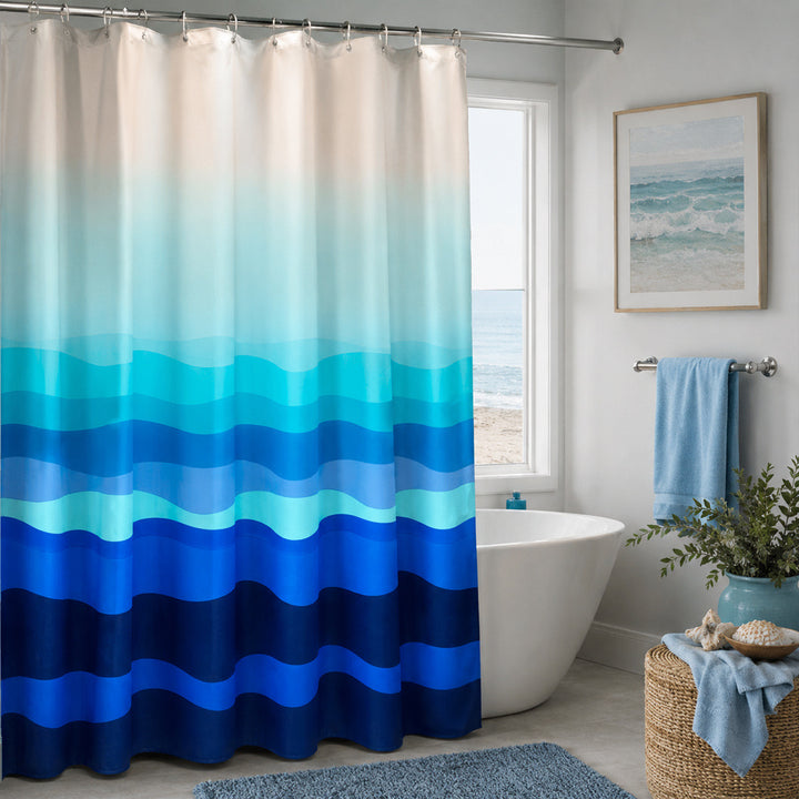 Gradient Wave Pattern Shower Curtain Kalsten