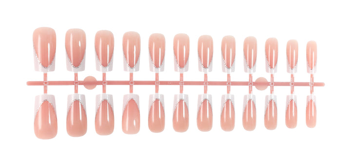 Artificial nail set with elegant French tip and glitter accents Kalsten