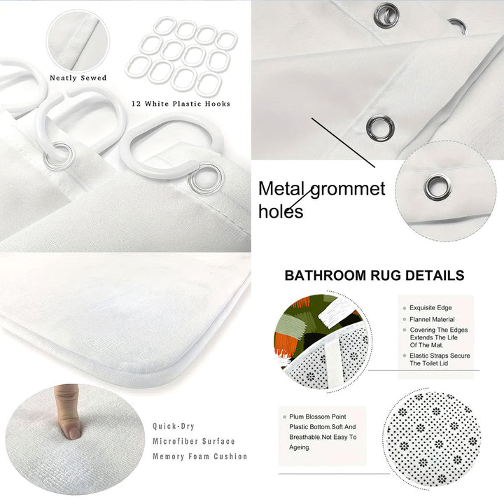 Bold Brushstroke Pattern Four-Piece Bathroom Set Kalsten