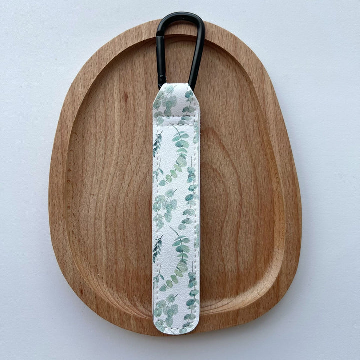 Printed Faux Leather Strap Key Ring with Carabiner Clip