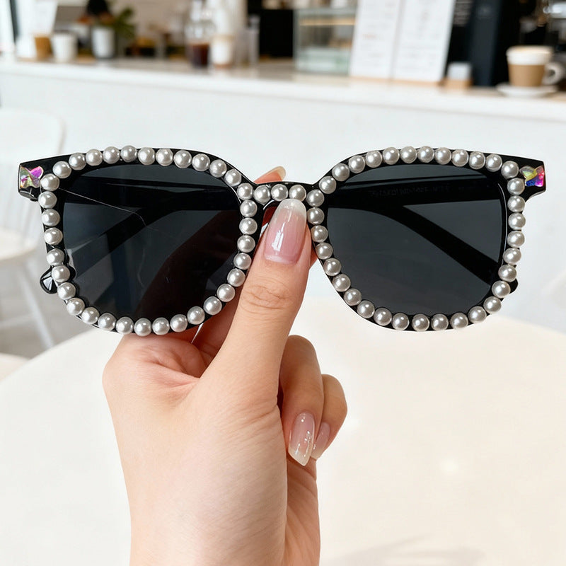 Luxury Pearl-Embellished Cat-Eye Sunglasses Kalsten