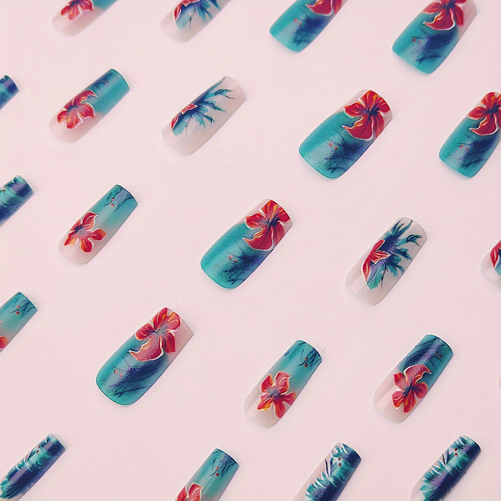 Creative Art Nails with Floral Hibiscus Design Kalsten