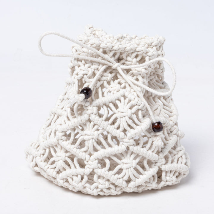 Handmade macrame shoulder bag with playful design Kalsten