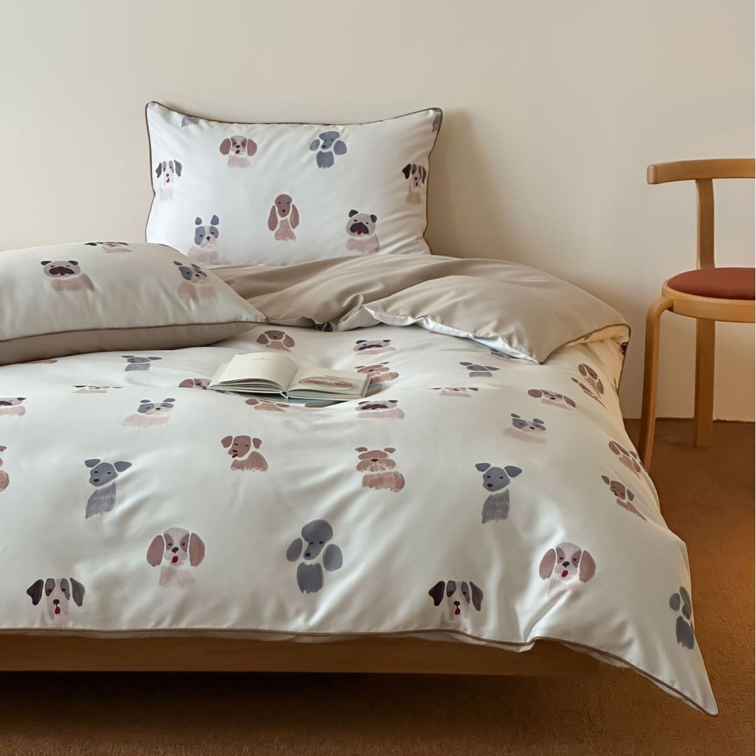 Duvet cover set made of cotton satin with Boho-Ethno pattern and reversible function