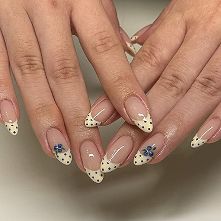 Artful Nail Extensions with Delicate Flower and Dot Design Kalsten