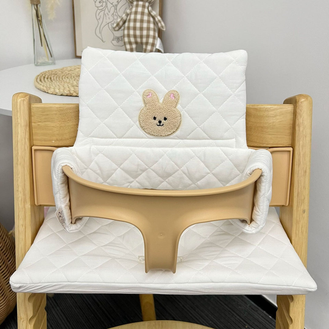 Padded Baby High Chair Cushion Set with Removable Teddy Applique