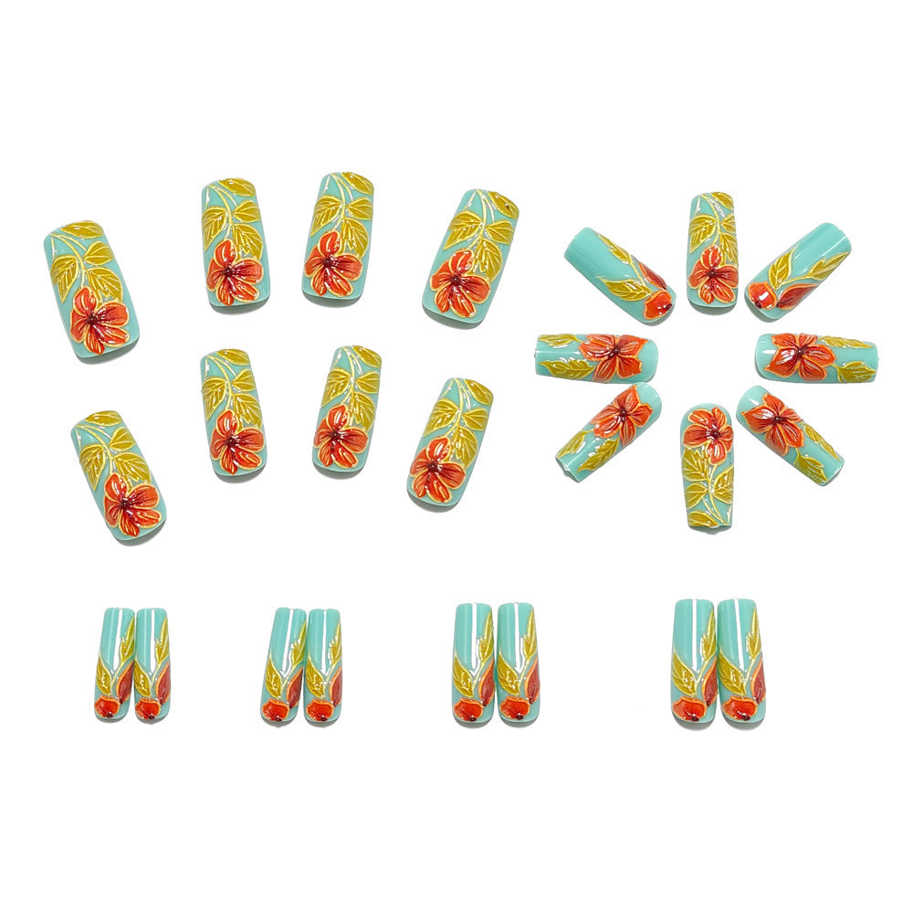 Artificial nails with elaborate 3D flower applications Kalsten