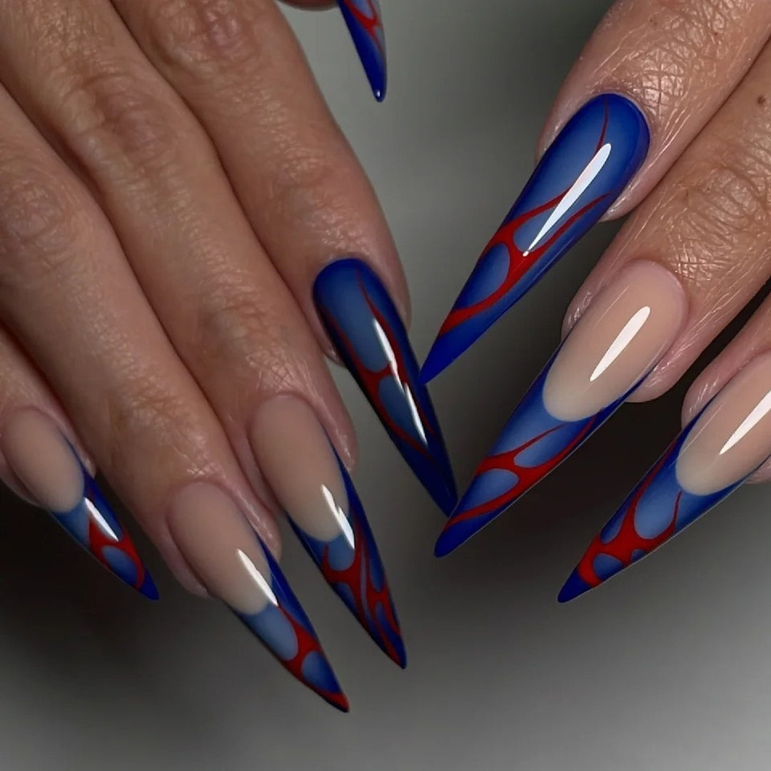 Artful stiletto nails with colorful designs and creative accents Kalsten