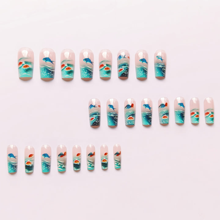 Aquatic-Themed Nail Art Design Kalsten