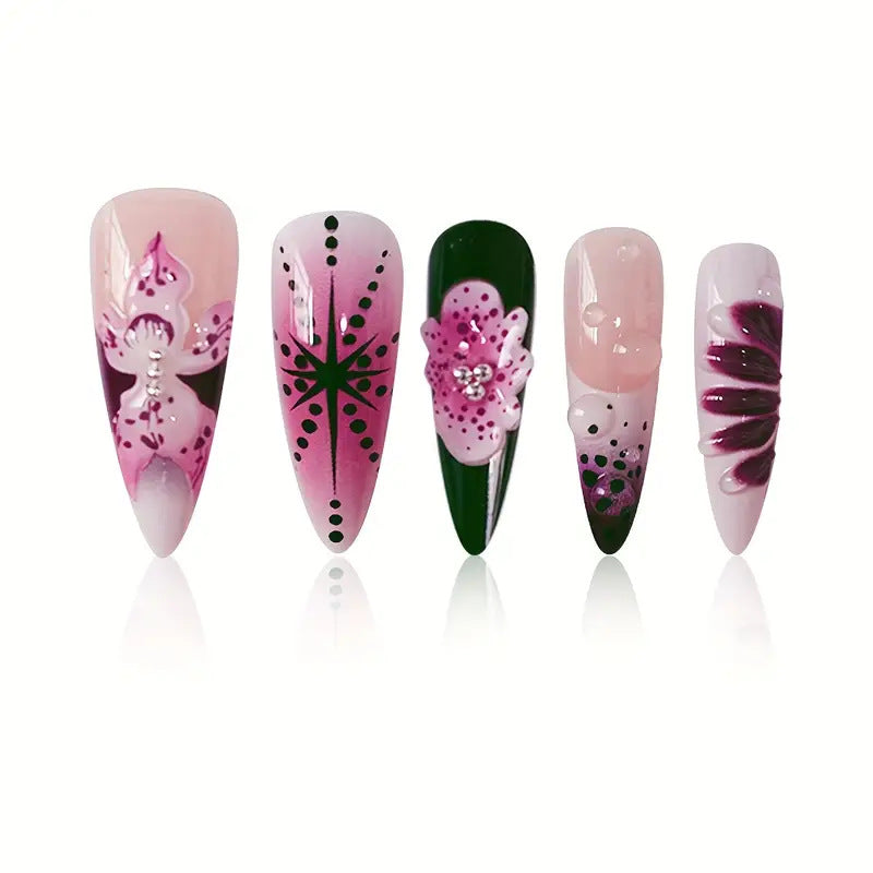 Premium Decorative Stiletto Press-On Nail Art Kalsten