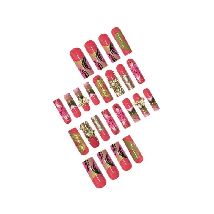 3D Floral Gemstone Press-On Nail Art Kalsten