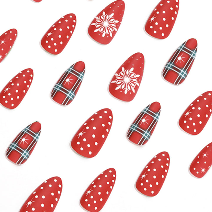 Artful stiletto nails with festive design Kalsten