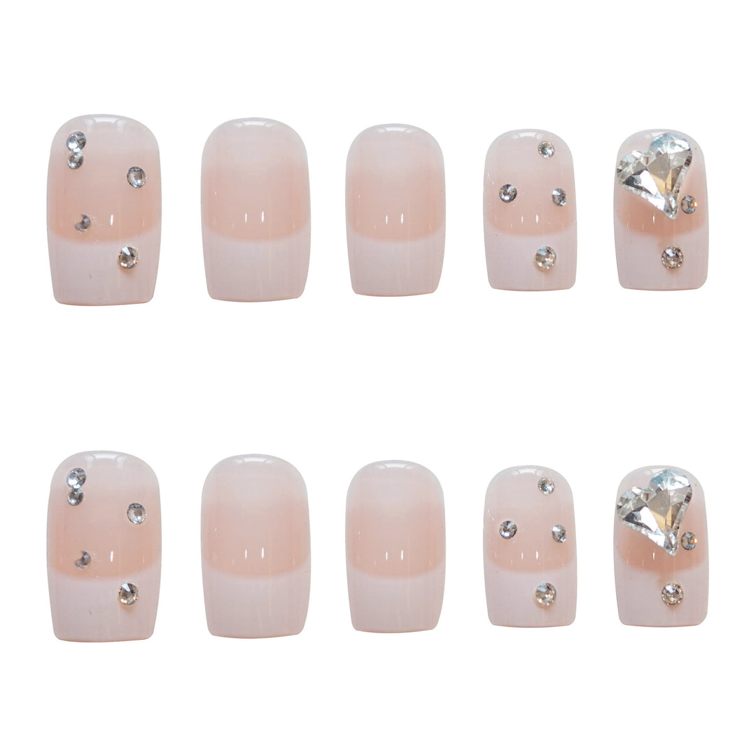 Elegant Rhinestone-Accent Press-On Nail Set