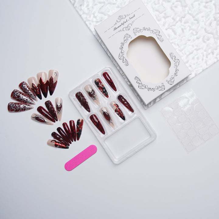 Acrylic nail set with artistic designs Kalsten