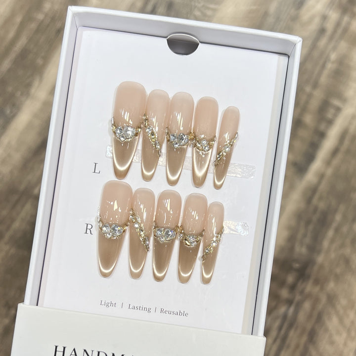 Elegant Stiletto Press-On Nail Set with Rhinestone Design Kalsten