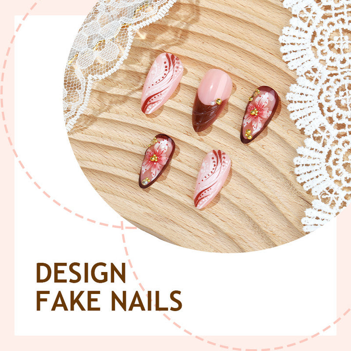 Creative Nail Art Set with Elegant Floral Accents Kalsten