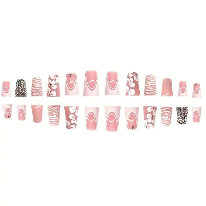 Glamorous 3D Floral Press-On Nail Art Kalsten
