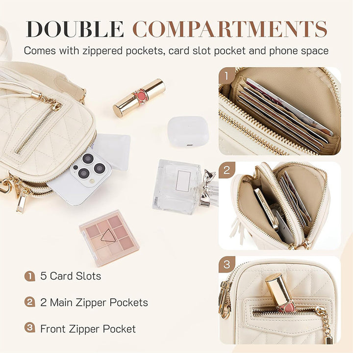 Stylish shoulder bag with quilted design and Kalsten pendant