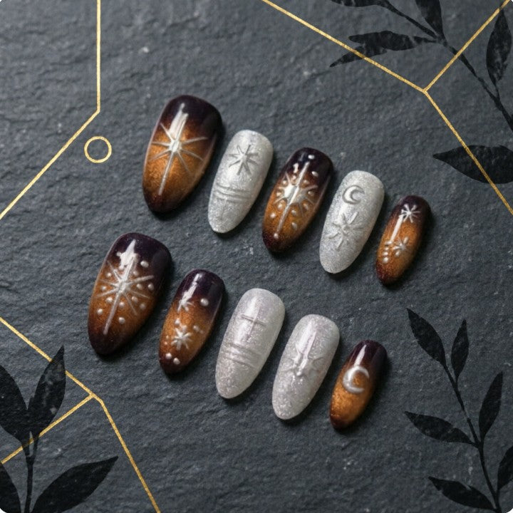 Glamorous artificial nails with sparkling star design Kalsten