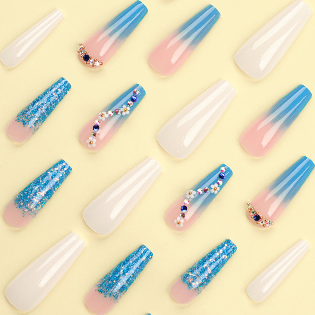 Artful nail extensions with floral ombre design Kalsten