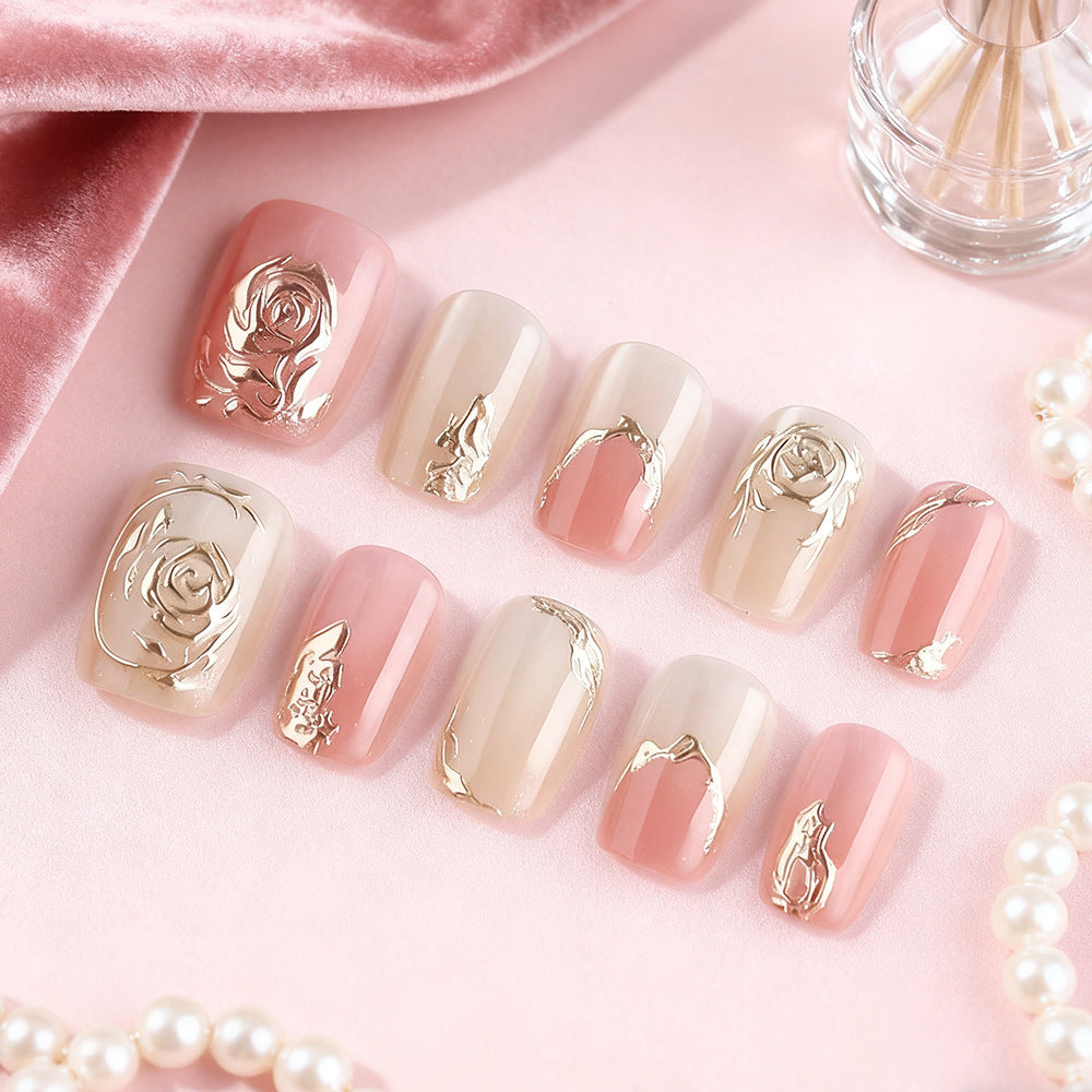 Elegant Floral Press-On Nail Art Set Kalsten